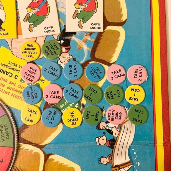 Vintage 1957 The  Adventures Of Popeye Board Game Eng and French Missing 4 Discs - Picture 10 of 16